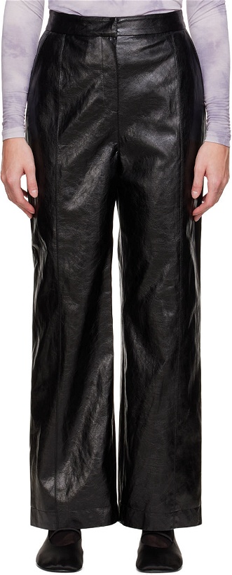 Photo: LVIR Black Grained Faux-Leather Pants