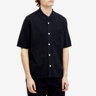 Norse Projects Men's Rollo Cotton Linen Short Sleeve Shirt in Dark Navy