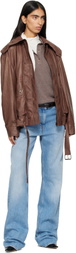 Calvin Klein Collection Brown Isa Leather Flight Jacket