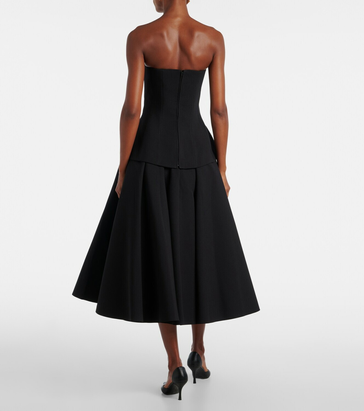 Solace London Ada strapless crêpe midi dress