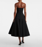 Solace London Ada strapless crêpe midi dress