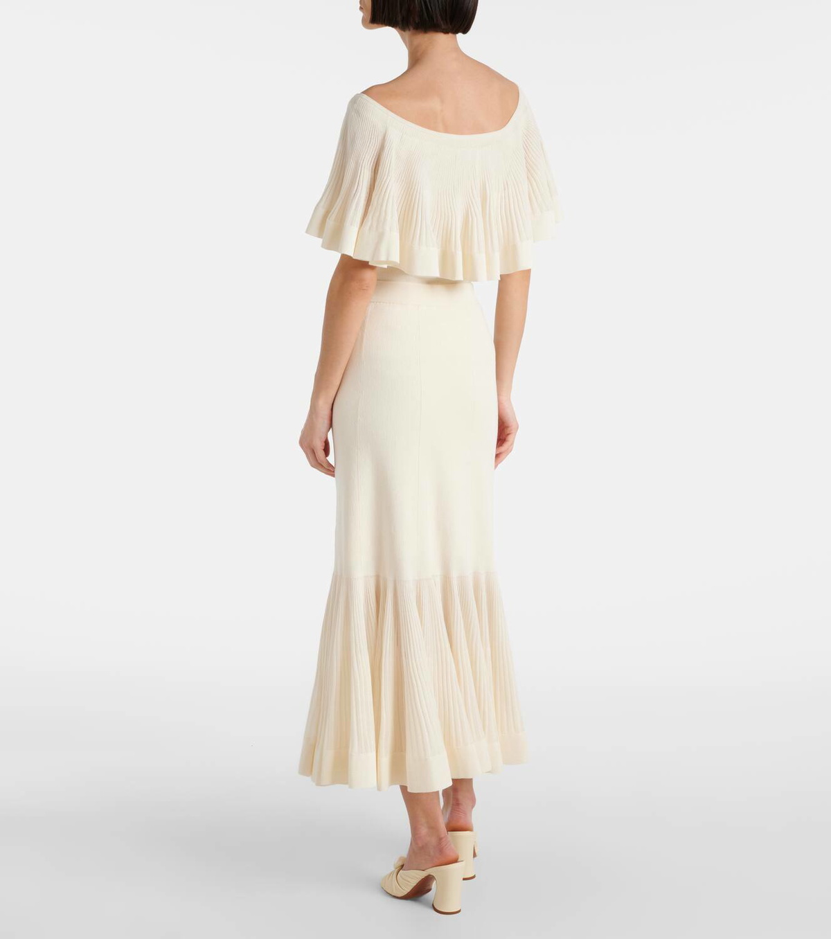 Zimmermann Illuminate pleated ribbed-knit midi skirt