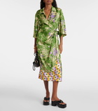 Dries Van Noten Printed satin wrap dress