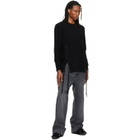Simone Rocha Black Merino Lace Up Hem Sweater