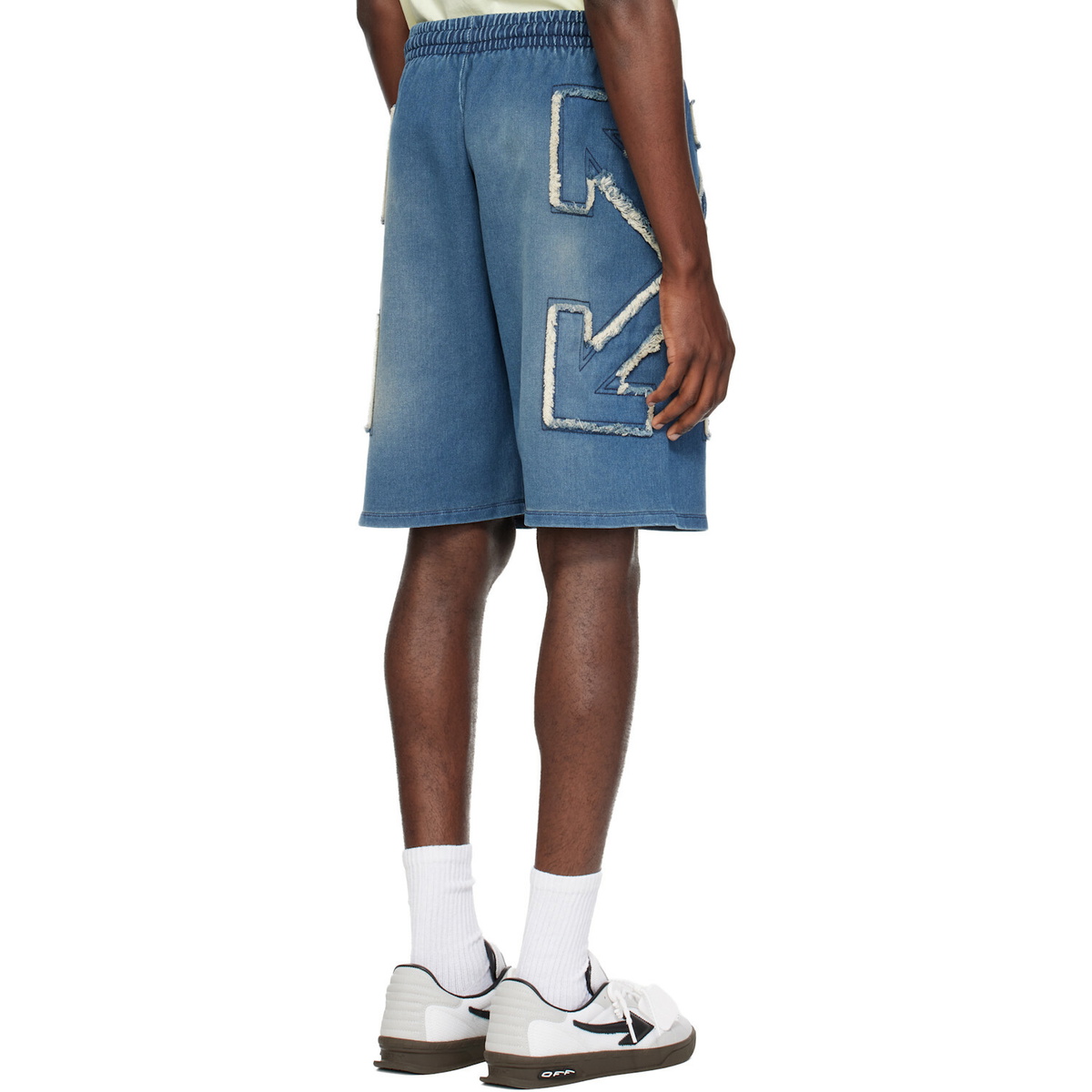 Off-White Blue Distressed Arrow Skate Sweat Shorts