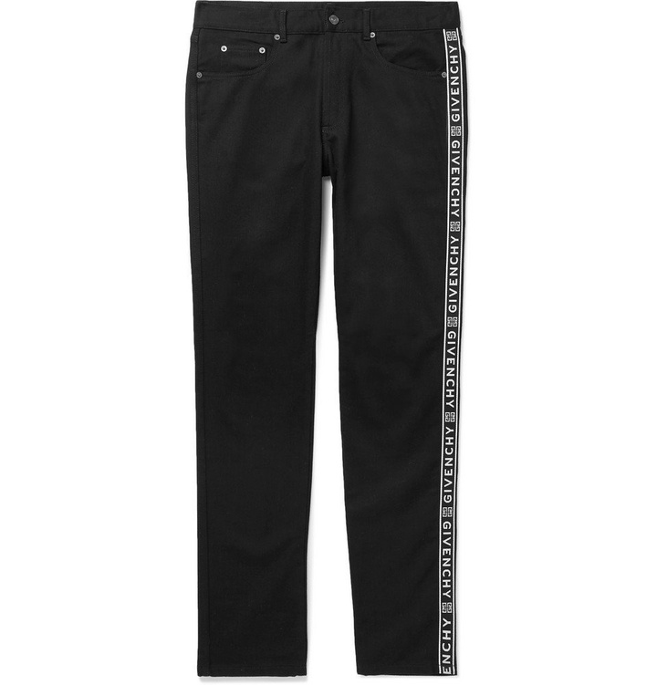 Photo: Givenchy - Slim-Fit Logo-Jacquard Denim Jeans - Men - Black