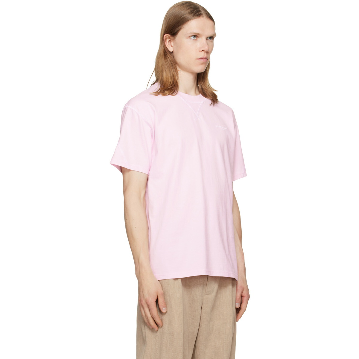 Givenchy Pink Contour Seam Contrasted Stitch T-shirt