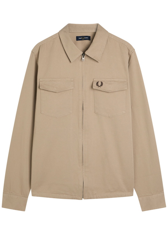 Photo: Fred Perry Logo-embroidered Cotton-twill Overshirt Cream