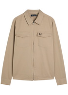 Fred Perry Logo-embroidered Cotton-twill Overshirt Cream