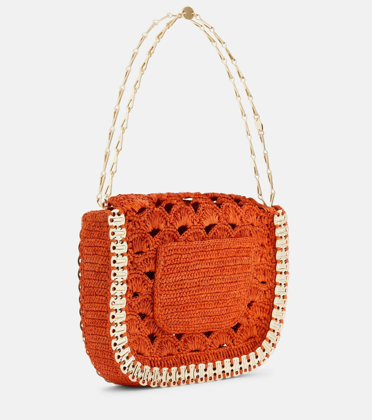 Embellished Raffia Bucket Bag in Multicoloured - Rabanne