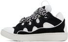 Lanvin Black & White Leather Curb Sneakers