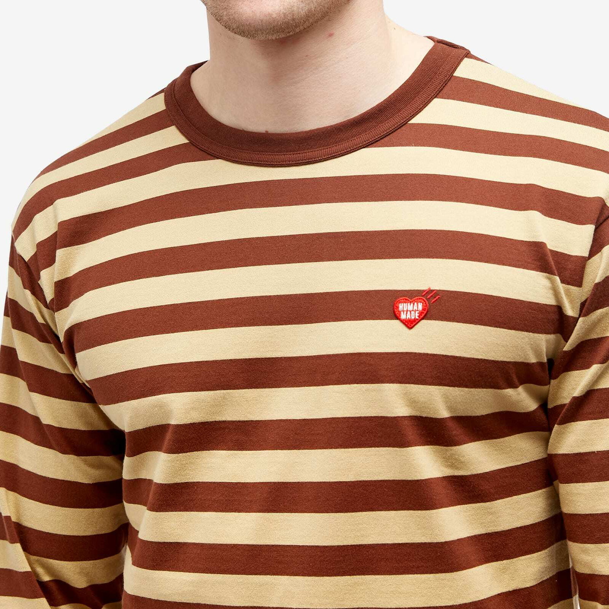 Human Made Men's Long Sleeve Striped T-Shirt in Brown Human Made