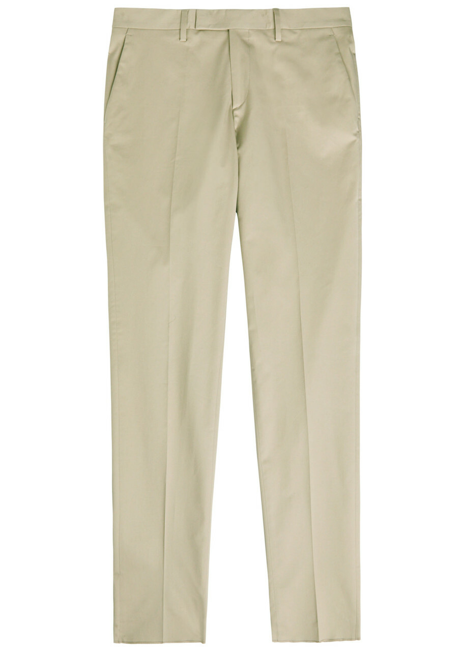 Lardini Tapered-leg Stretch-cotton Trousers Beige