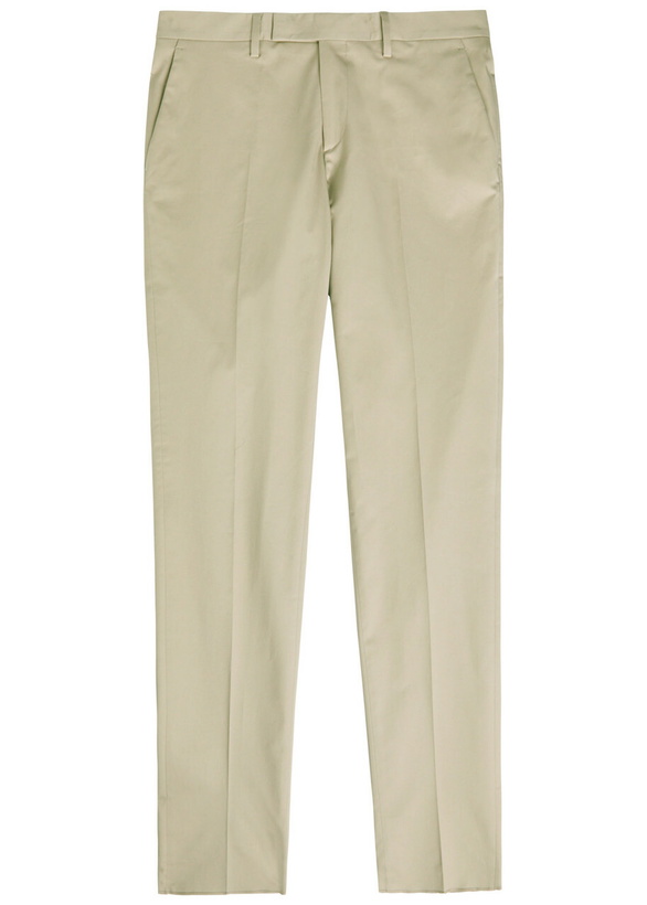 Photo: Lardini Tapered-leg Stretch-cotton Trousers Beige