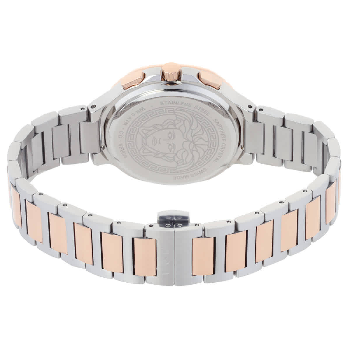 Versace V-Chrono Square Chronograph Quartz Rose Gold Dial Watch VEVCA0524
