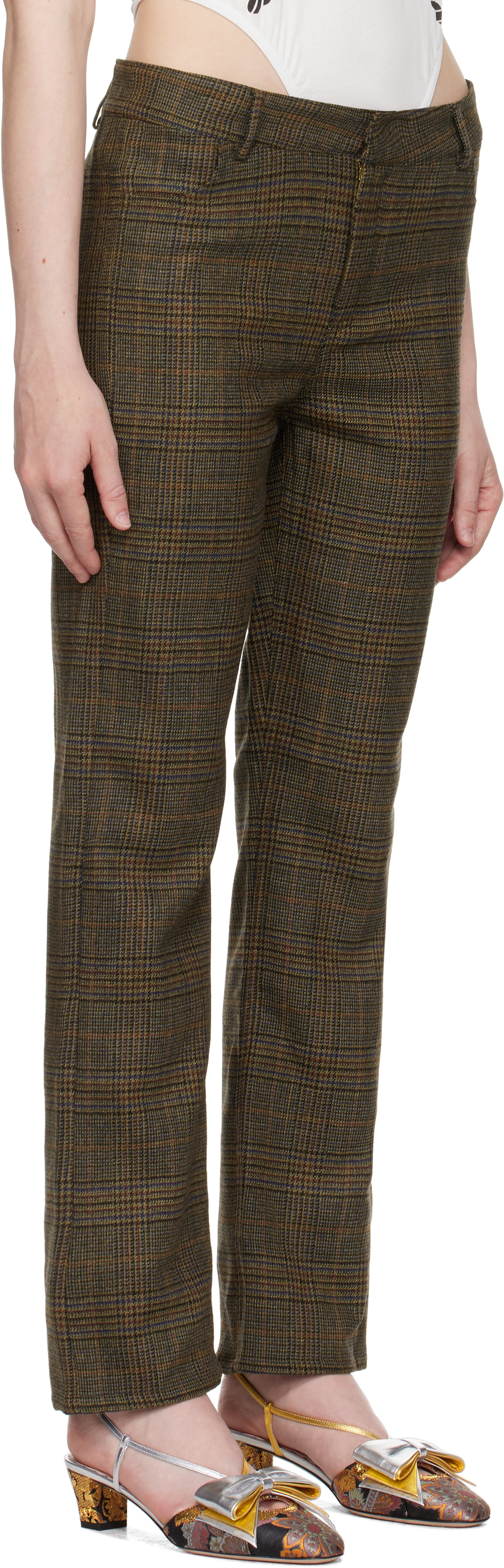 LAURA ANDRASCHKO Brown 'So 2010' Tweed Skinny Trousers