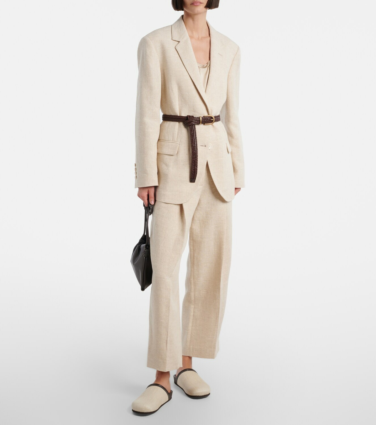 Brunello Cucinelli Monili leather-trimmed mules