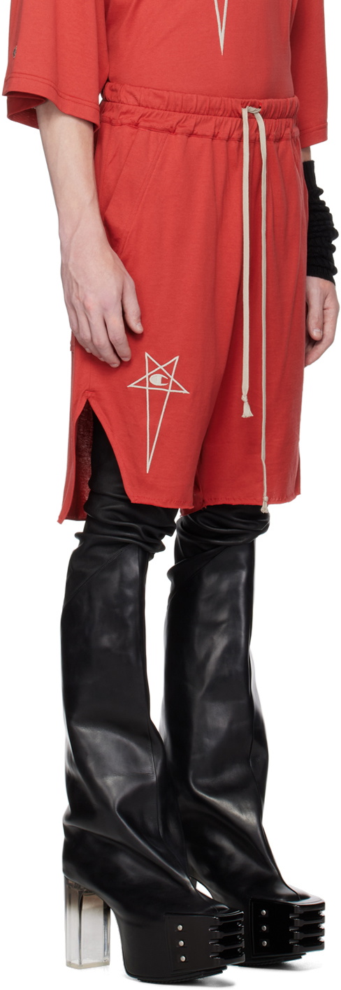 Rick Owens Red Champion Edition Beveled Pods Shorts Rick Owens