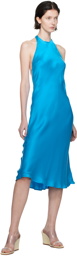 Silk Laundry Blue Halter Midi Dress