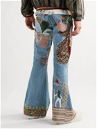KAPITAL - Flared Distressed Embellished Jeans - Blue