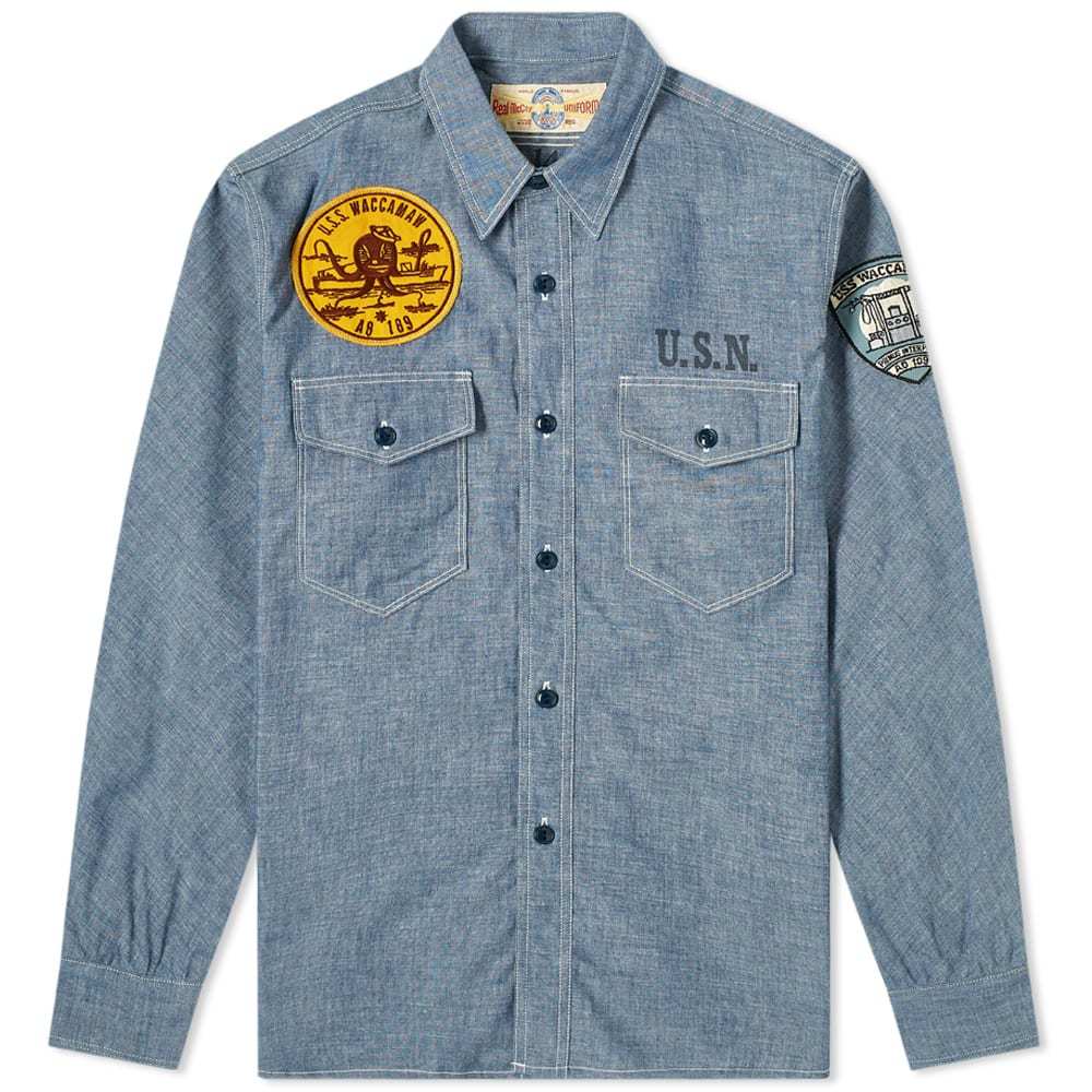 【ヴィンテージ品】Real McCoy デニムシャツ USNロゴ The Real McCoy's USS Waccamaw Chambray Shirt The Real McCoys