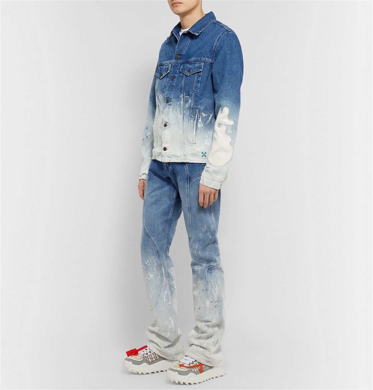 Off-White - Paint-Splattered Dégradé Denim Jeans Blue Off-White