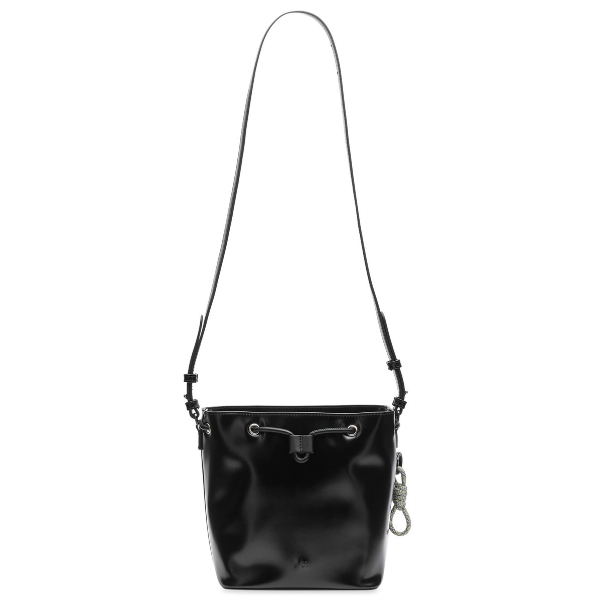 F/CE. Women's Tech Leather Drawstring Shoulder Bag in Black 