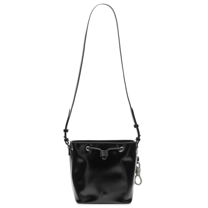 Photo: F/CE. Women's Tech Leather Drawstring Shoulder Bag in Black 