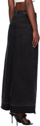 Palm Angels Black Split Denim Maxi Skirt