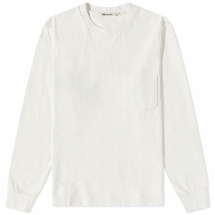 Photo: Nudie Jeans Co Men's Nudie Long Sleeve Rudi Heavy Pocket T-Shirt in Chalk White