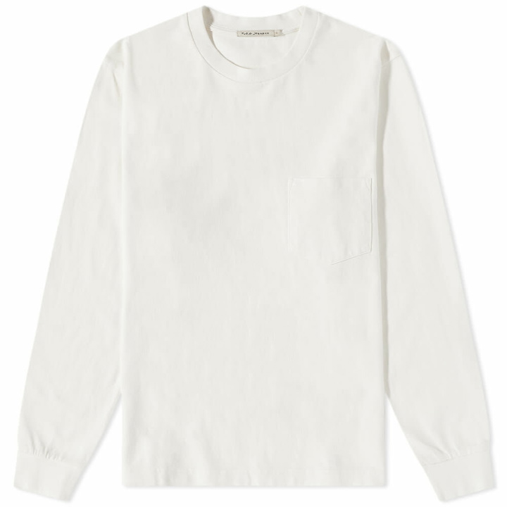 Photo: Nudie Jeans Co Men's Nudie Long Sleeve Rudi Heavy Pocket T-Shirt in Chalk White