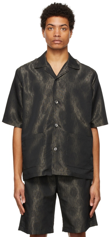 Photo: Needles Black & Gold Lamé Jacquard Cabana Shirt