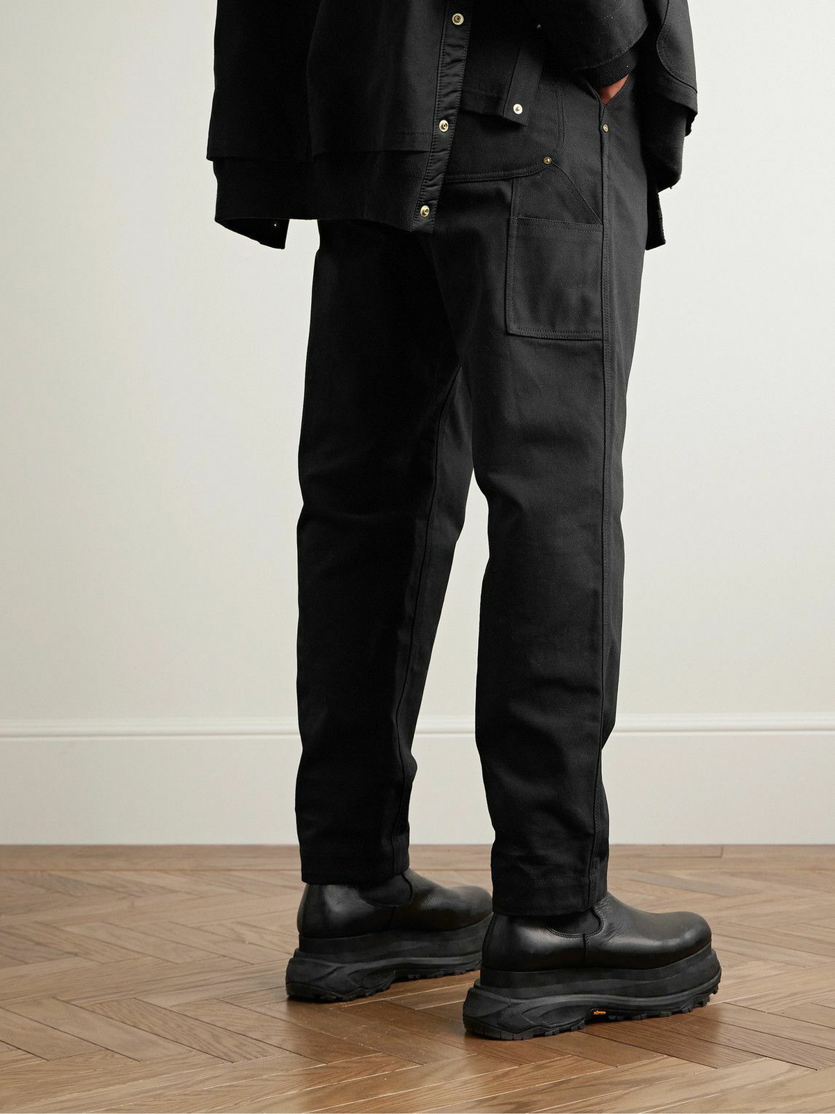 Sacai - Carhartt WIP Slim-Fit Belted Cotton-Canvas Trousers - Black