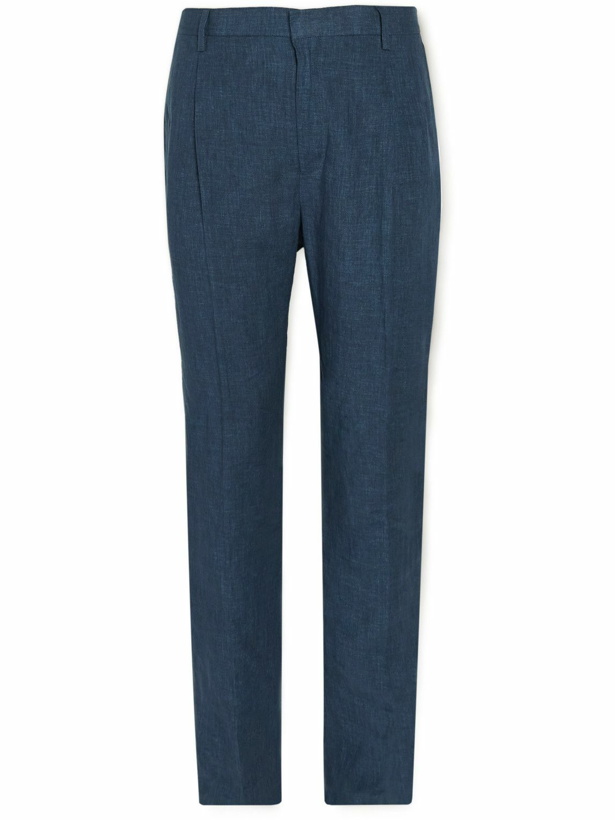 Photo: Sunspel - Tapered Linen Trousers - Blue