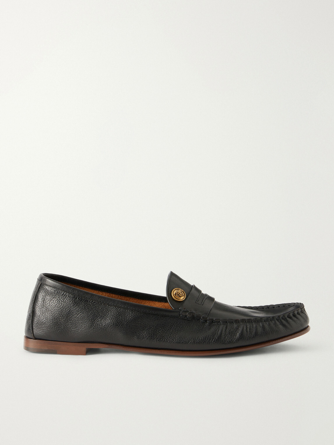 Versace - Logo-Embellished Leather Penny Loafers - Black