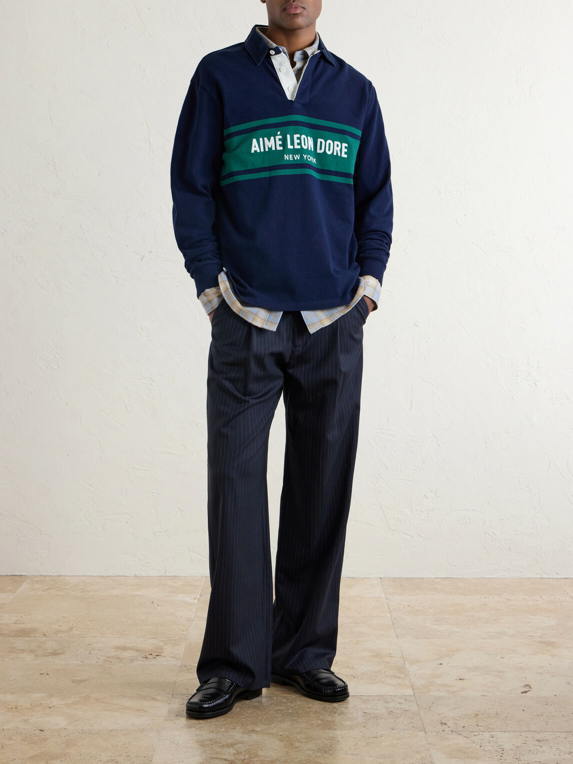 Aimé Leon Dore - Logo-Embroidered Cotton-Jersey Polo Sweater - Blue