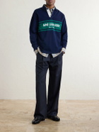 Aimé Leon Dore - Logo-Embroidered Cotton-Jersey Polo Sweater - Blue