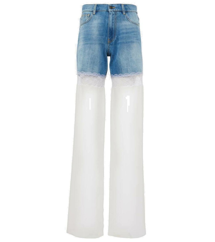 Photo: Nensi Dojaka Paneled high-rise tulle wide-leg jeans