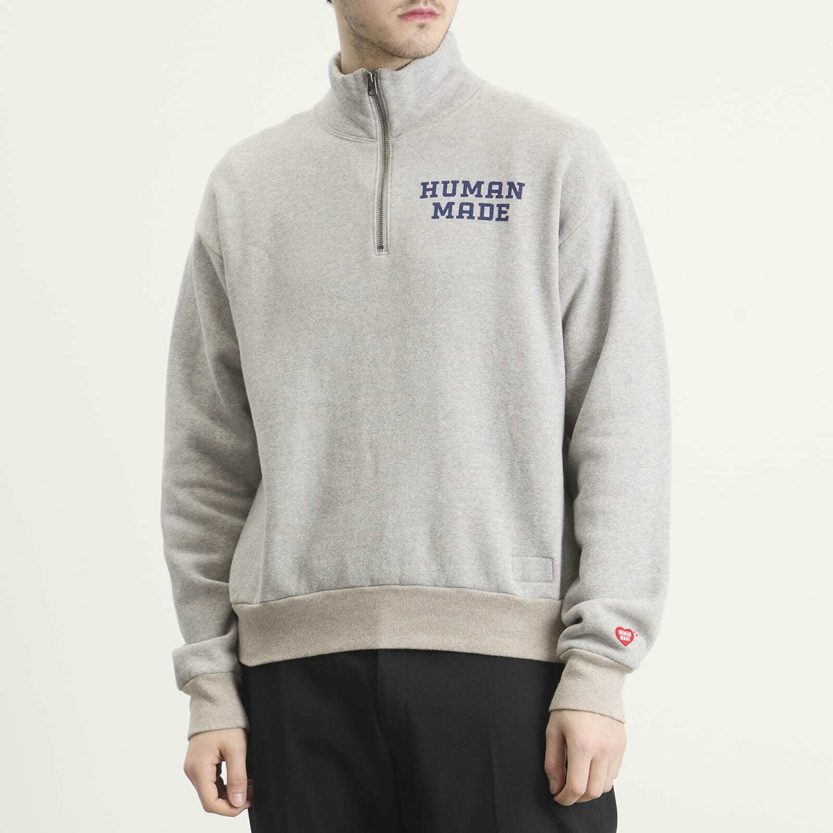 Human Made Men's Half-Zip Sweatshirt in Gray Human Made