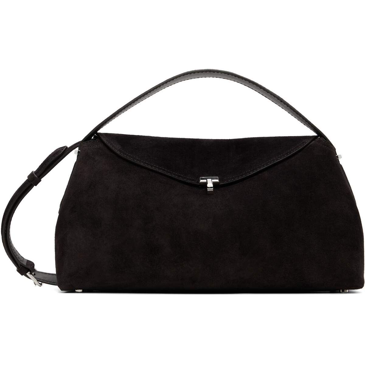 TOTEME Brown T-Lock Suede Top Handle Bag