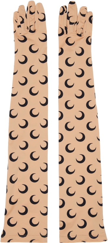 Photo: Marine Serre Beige Regenerated All Over Moon Gloves