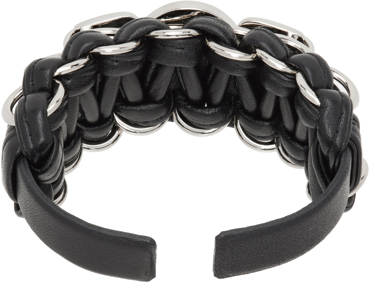 Toga Pulla Black Leather Braid Bangle Bracelet