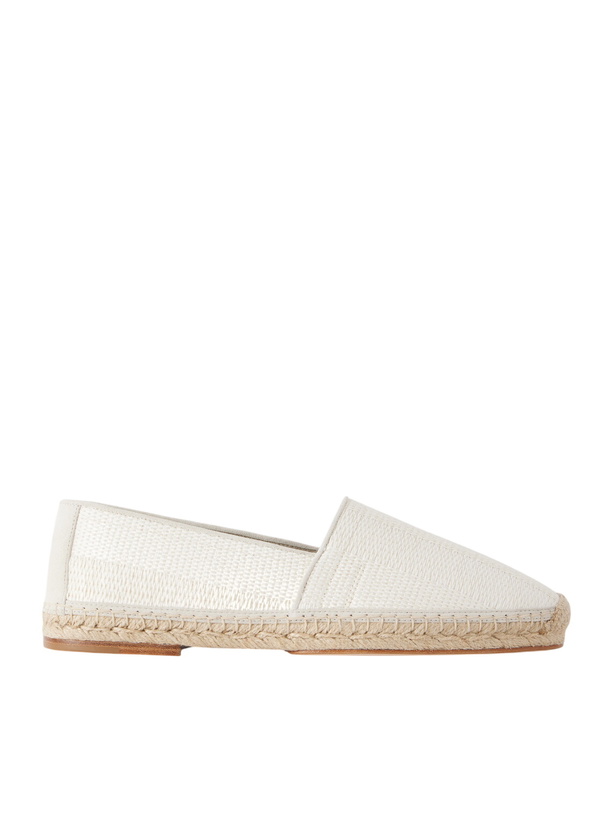 Photo: Brunello Cucinelli - Leather-Trimmed Woven Raffia Espadrilles - Neutrals