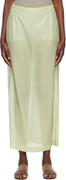 AURALEE Green Foil Printed Silk Lawn Maxi Skirt