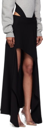 Mugler Black Asymmetrical Cascading Maxi Skirt