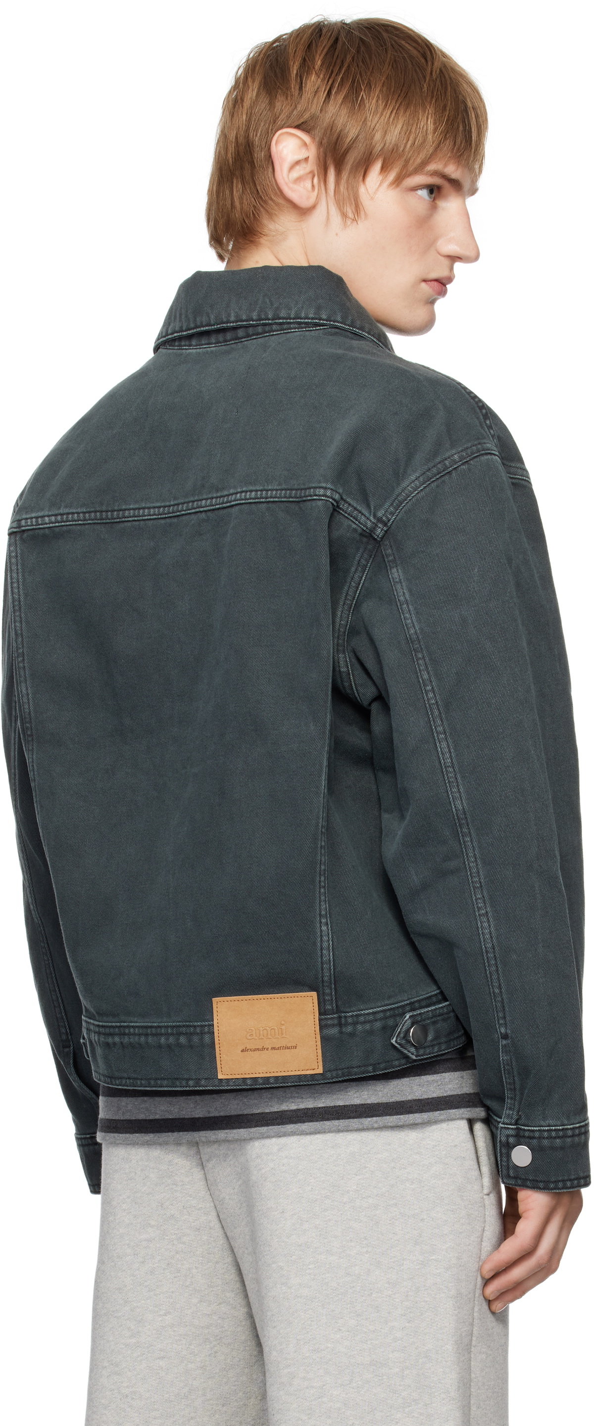 AMI Paris Black Trucker Denim Jacket