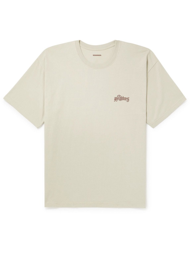 Photo: Neighborhood - Logo-Print Cotton-Jersey T-Shirt - Neutrals