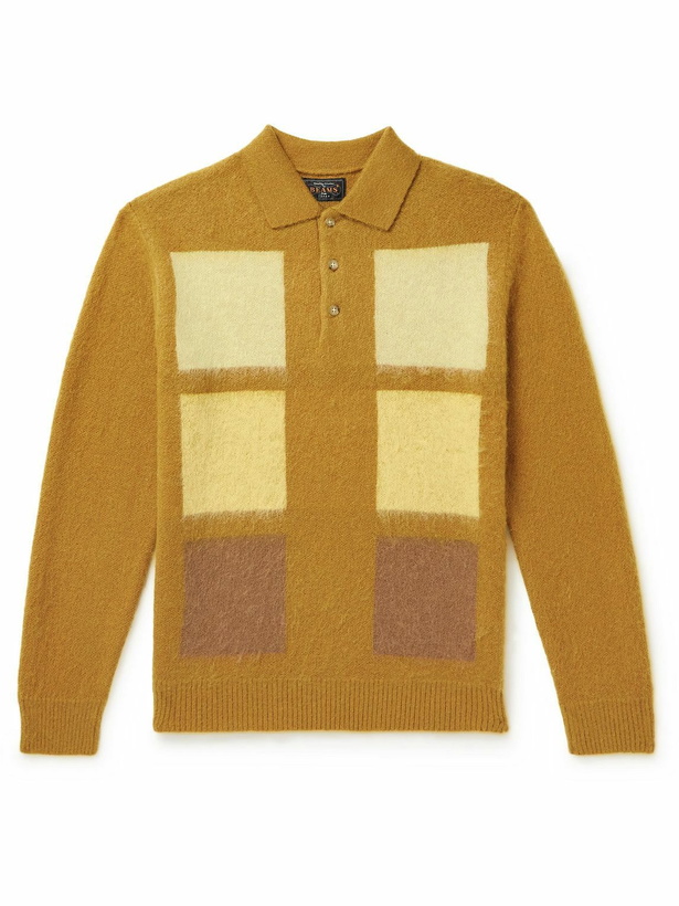 Photo: Beams Plus - Jacquard-Knit Polo Shirt - Yellow