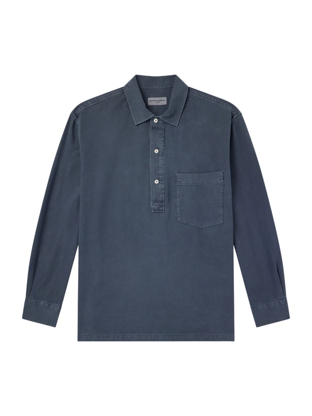 Photo: Officine Générale - Jordy Cotton-Twill Polo Shirt - Blue