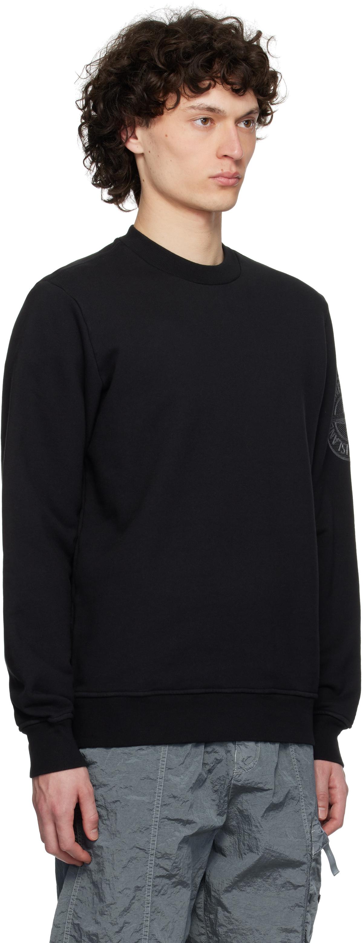Stone Island Black Cotton Fleece Sweatshirt